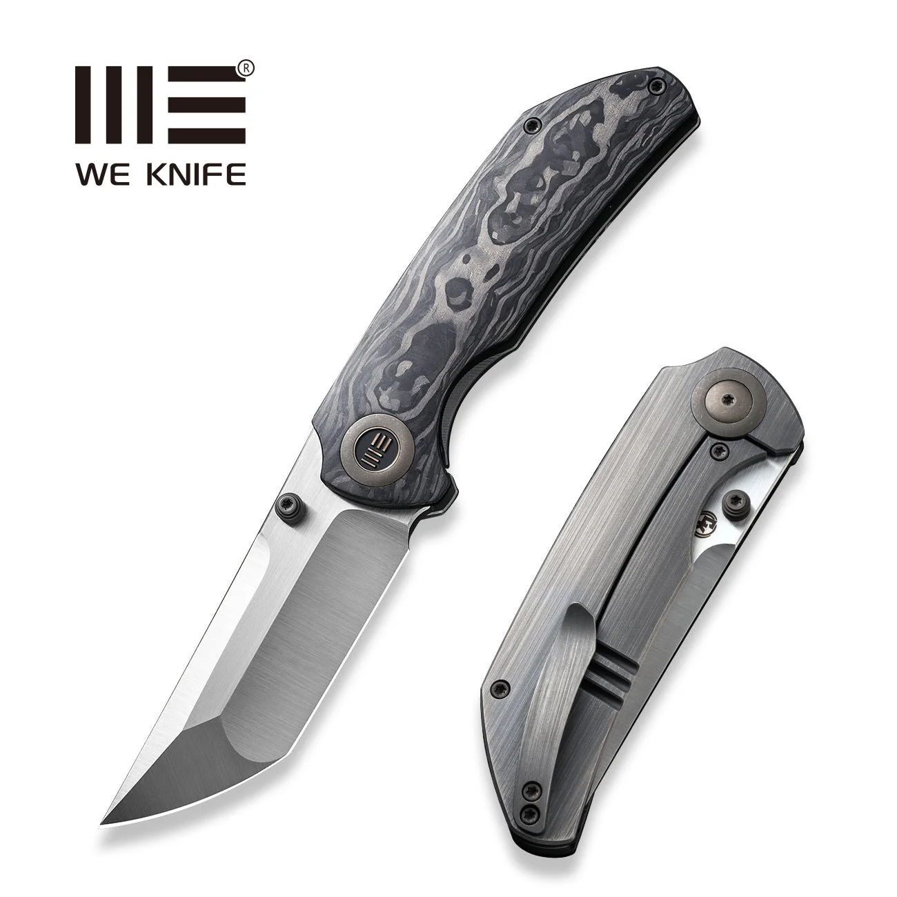 WEKNIFE Thug XL Thumb Stud Knife Titanium & Carbon Fiber Handle (3.35" CPM 20CV Blade) WE20028E-1