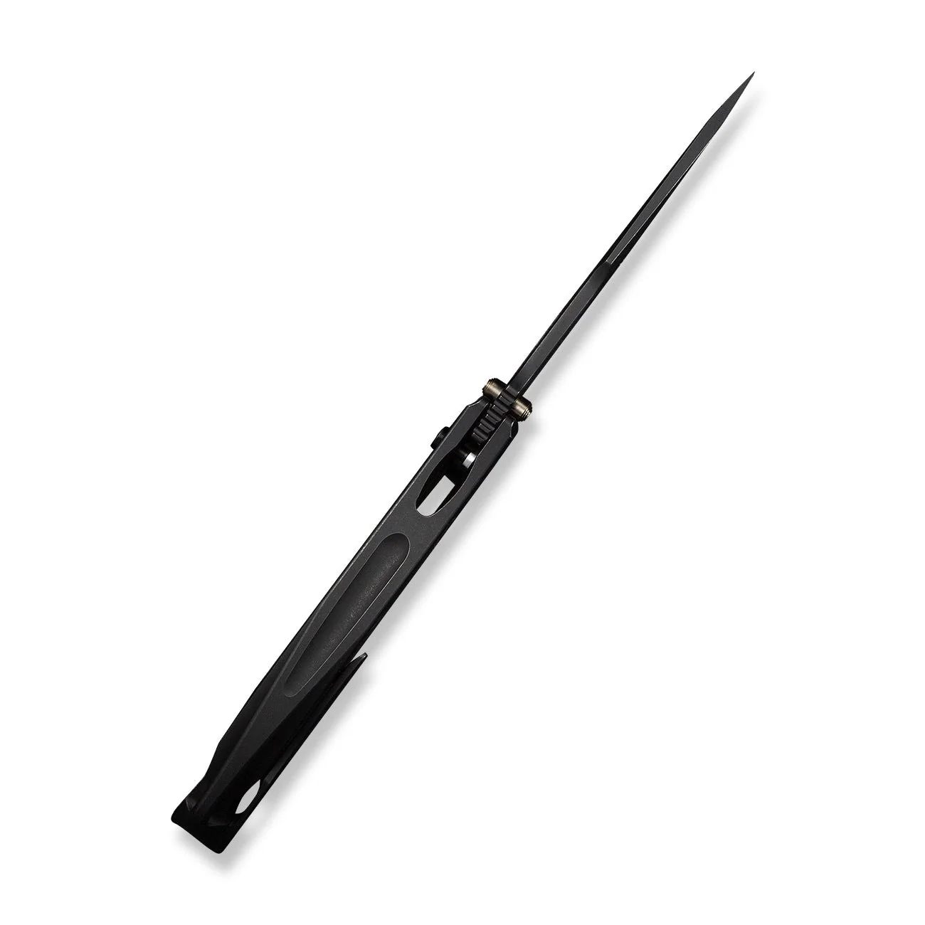 WEKNIFE Tighe Down Flipper & Thumb Stud & Button Lock Knife Black Titanium Integral Handle With Black & Yellow Carbon Fiber Inlay (4" Black Stonewashed Bohler M390 Blade, Tanto) WE24054B-1 - Image 9