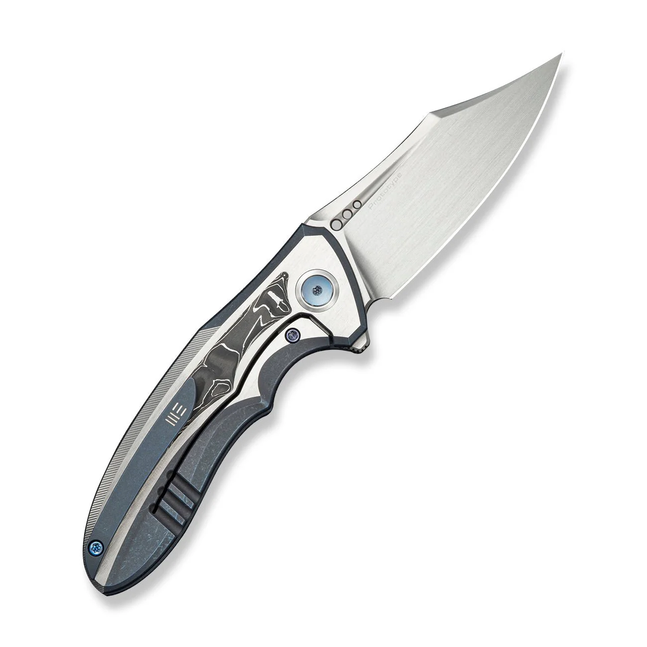 WEKNIFE VARG Flipper Knife Blue & Gray Titanium With Black & White Aluminum Foil Carbon Fiber Inlay (2.96" Hand Rubbed Satin Bohler M390 Blade) WE25074 Sample2 - Image 2
