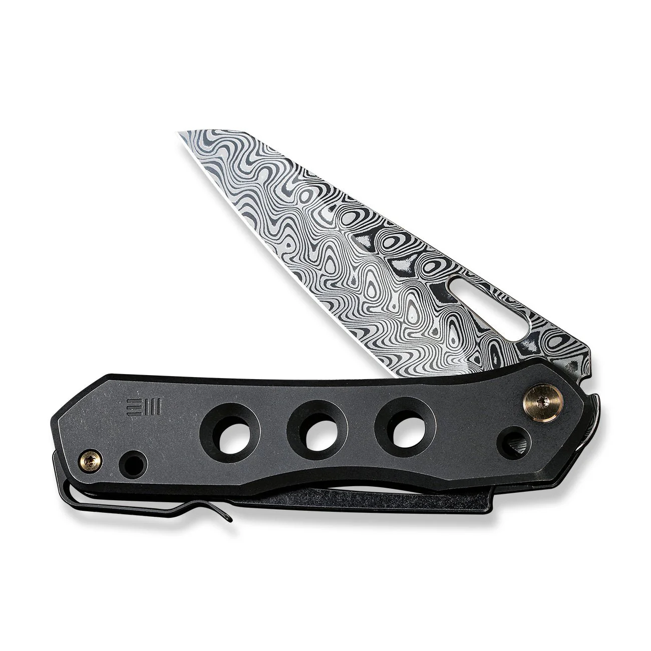 WEKNIFE Vision R Manual Thumb & Thumb Hole & Superlock Knife Titanium Handle (3.54" Damasteel Blade) WE21031-DS1 - Image 8