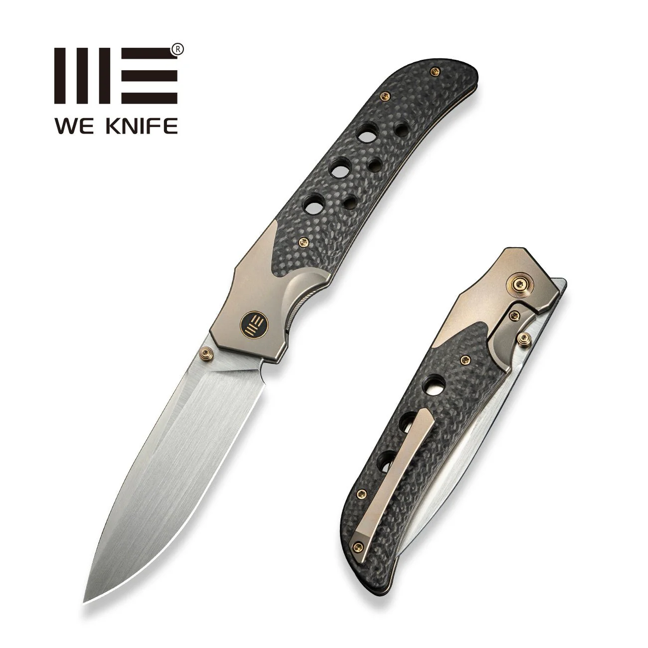 WEKNIFE WE-Guthrie Thumb Stud & Front Flipper Knife Titanium & Carbon Fiber Handle (3.94" CPM 20CV Blade) WE23072B-2