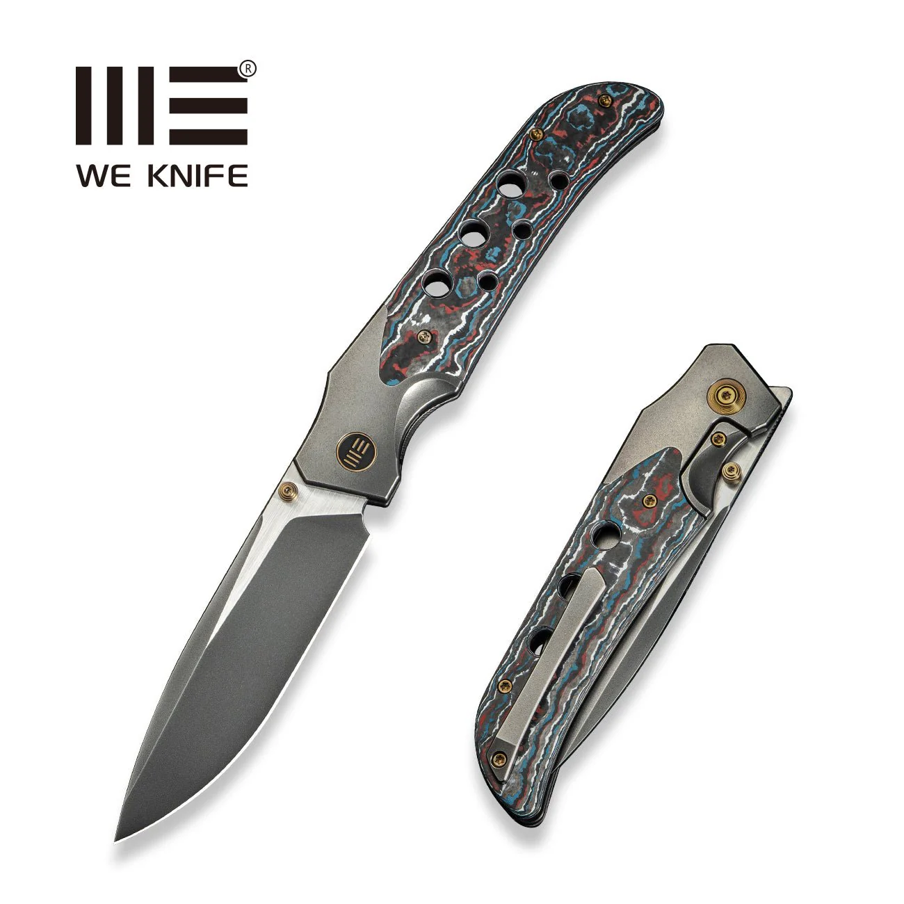 WEKNIFE WE-Guthrie Thumb Stud & Front Flipper Knife Titanium & FatCarbon Fiber Handle (3.94" CPM 20CV Blade) WE23072B-3