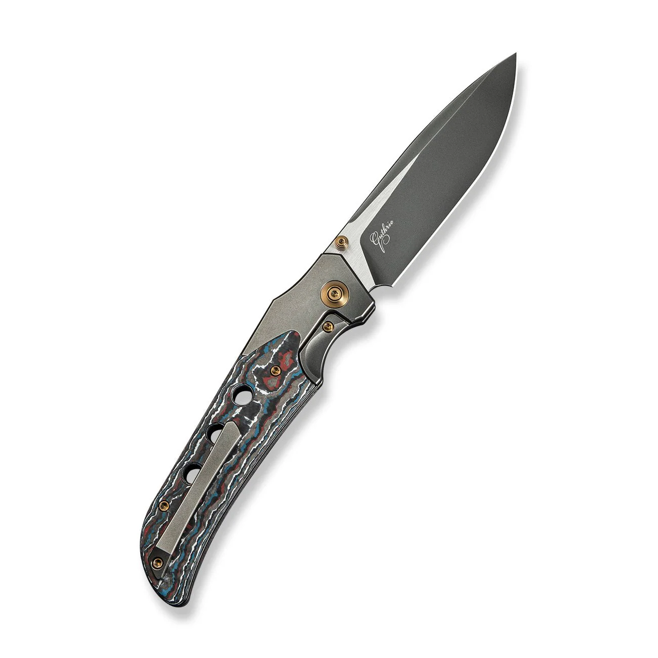 WEKNIFE WE-Guthrie Thumb Stud & Front Flipper Knife Titanium & FatCarbon Fiber Handle (3.94" CPM 20CV Blade) WE23072B-3 - Image 2