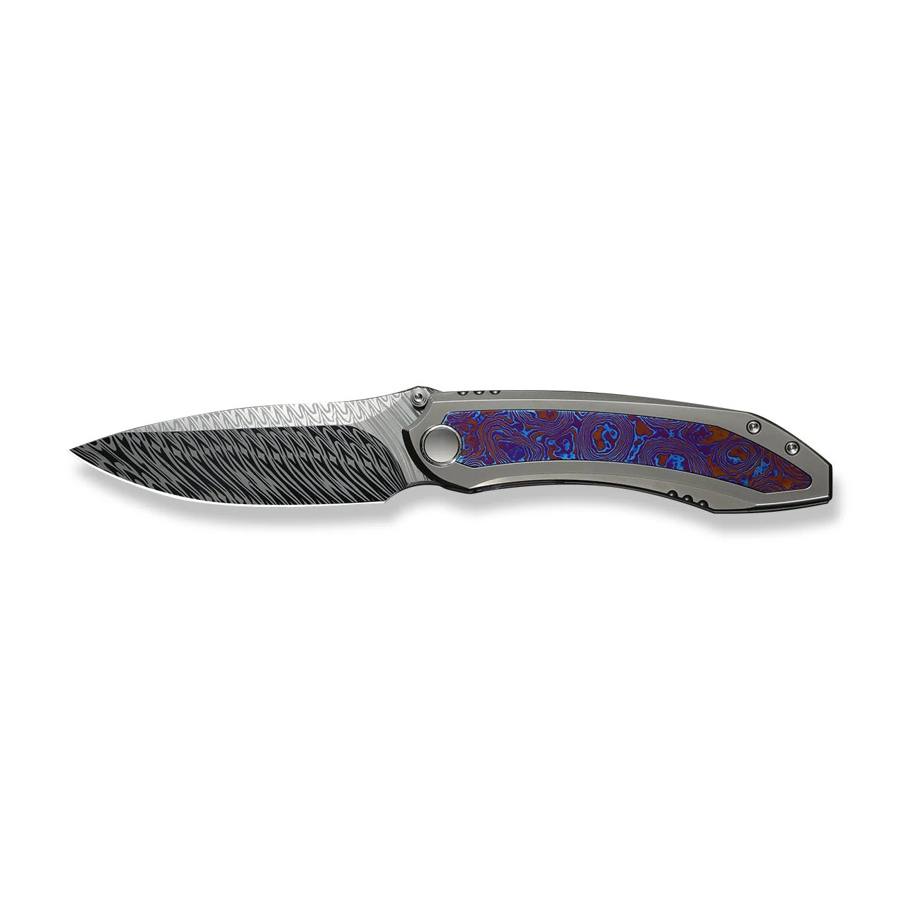 WEKNIFE Winsome Thumb Stud & Front Flipper Knife Titanium & Timascus Handle (3.74" Damasteel Blade) WE23092-DS1 - Image 4
