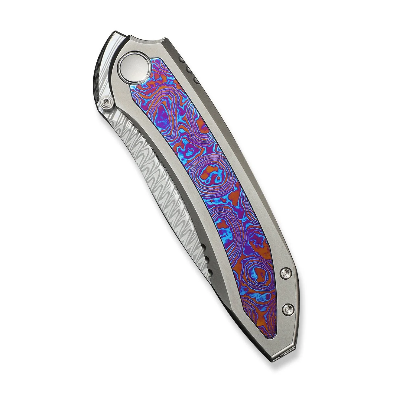 WEKNIFE Winsome Thumb Stud & Front Flipper Knife Titanium & Timascus Handle (3.74" Damasteel Blade) WE23092-DS1 - Image 6