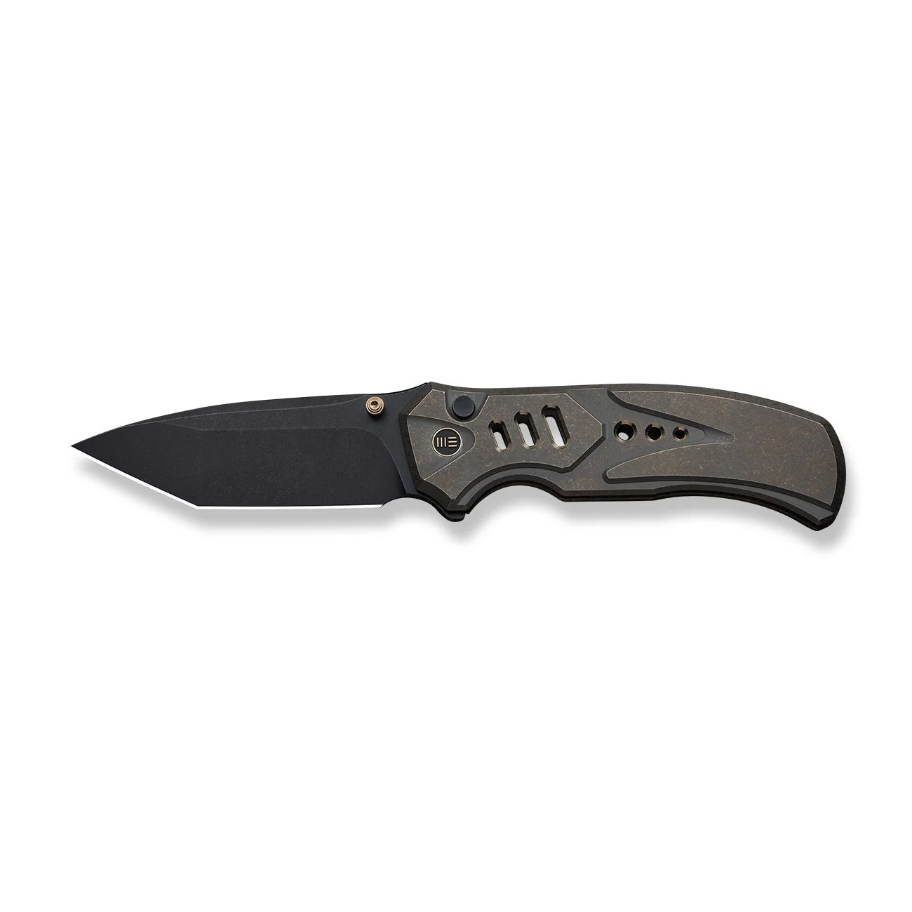 WEKNIFE Zentron Flipper & Thumb Stud & Button Lock Knife Bronze Titanium Handle (3.48" Black Stonewashed Bohler M390 Blade) WE24094-3 - Image 4