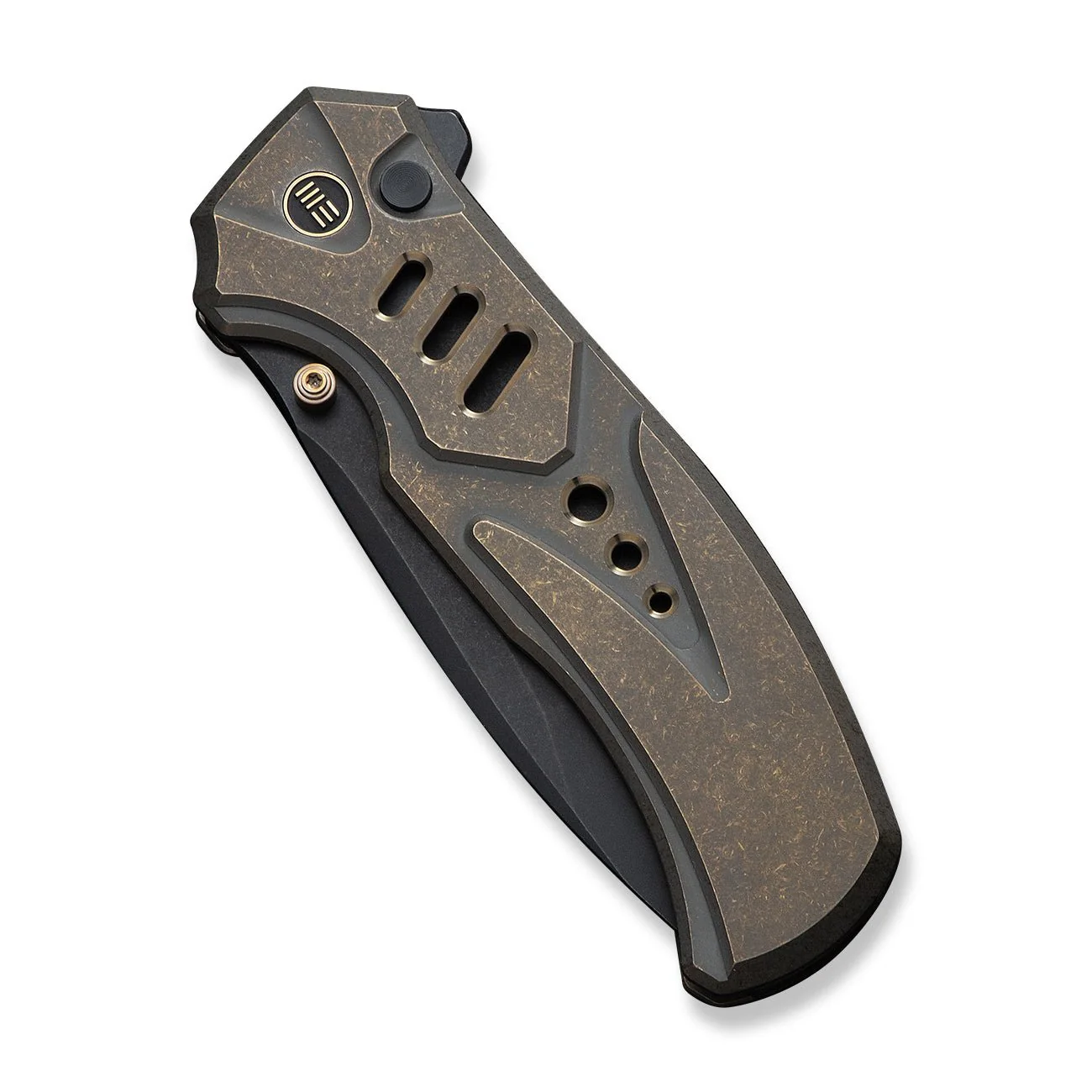 WEKNIFE Zentron Flipper & Thumb Stud & Button Lock Knife Bronze Titanium Handle (3.48" Black Stonewashed Bohler M390 Blade) WE24094-3 - Image 6