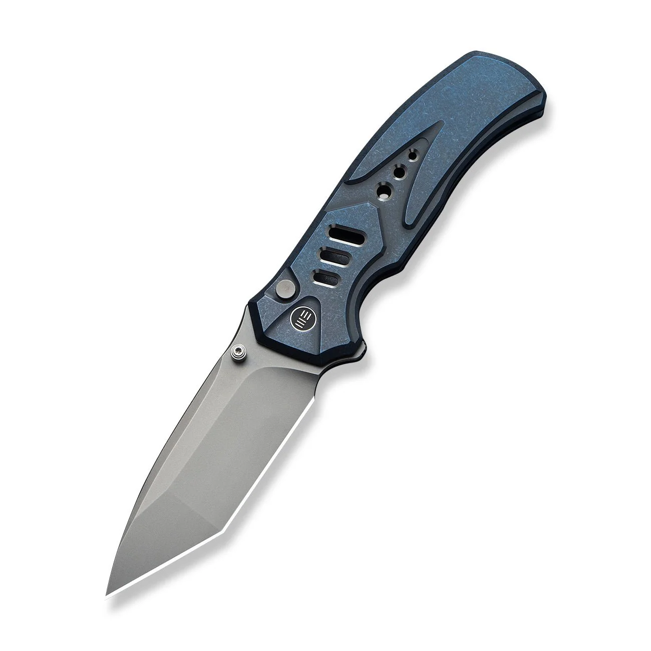 WEKNIFE Zentron Flipper & Thumb Stud & Button Lock Knife Blue Titanium Handle (3.48" Stonewashed Bohler M390 Blade) WE24094-4 - Image 3