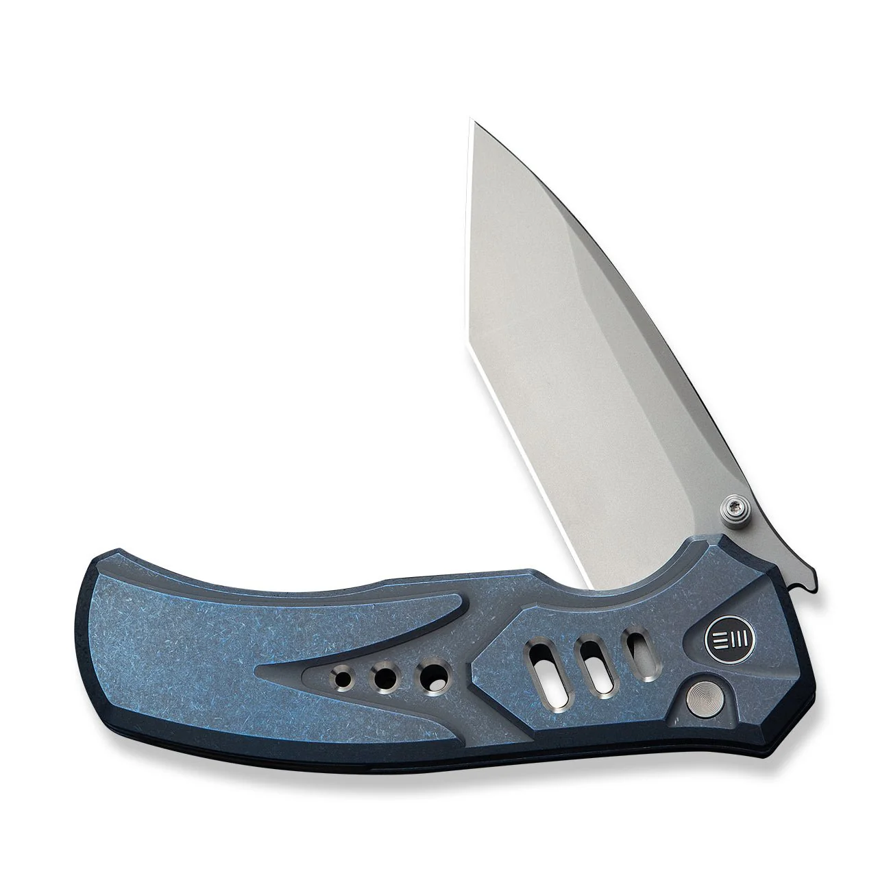 WEKNIFE Zentron Flipper & Thumb Stud & Button Lock Knife Blue Titanium Handle (3.48" Stonewashed Bohler M390 Blade) WE24094-4 - Image 5