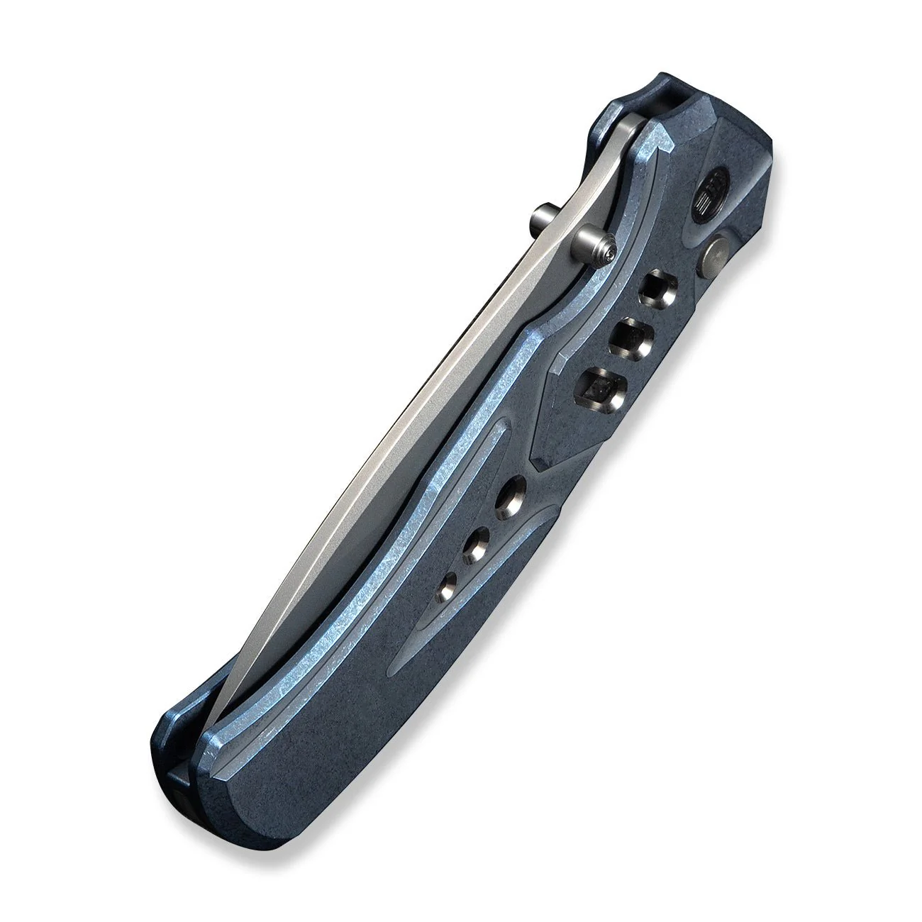 WEKNIFE Zentron Flipper & Thumb Stud & Button Lock Knife Blue Titanium Handle (3.48" Stonewashed Bohler M390 Blade) WE24094-4 - Image 8