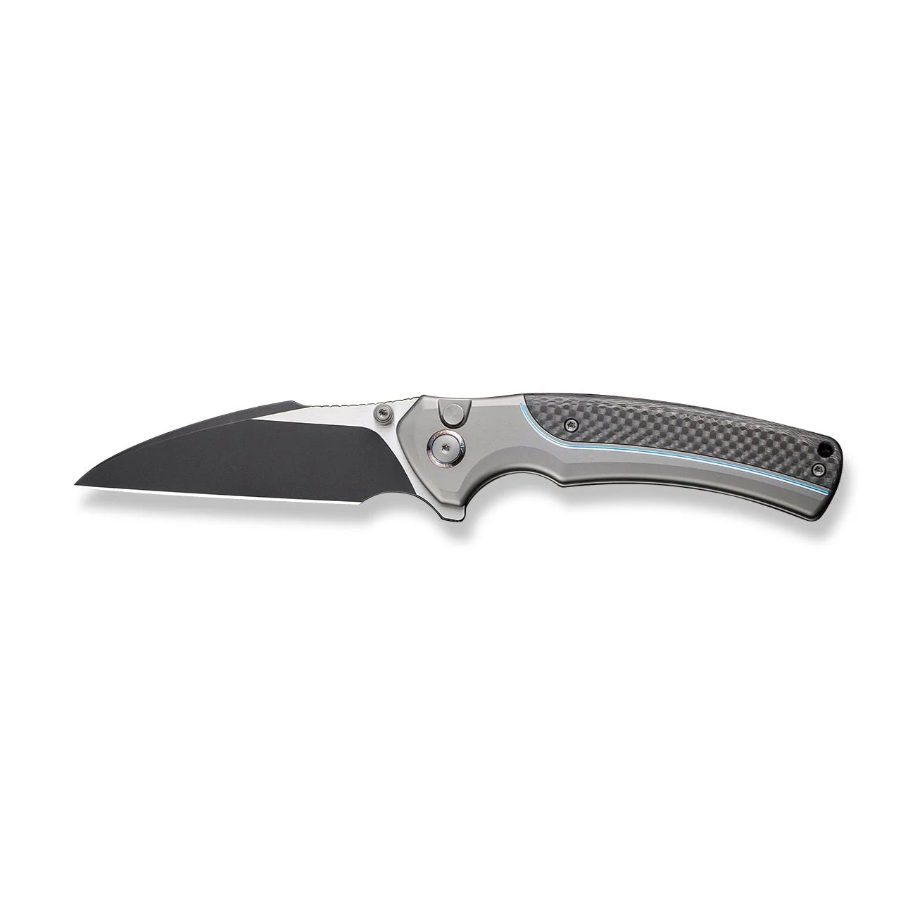 WEKNIFE Ziffius Flipper & Thumb Stud & Button Lock Knife Titanium & Carbon Fiber Handle (3.7" CPM 20CV Blade) WE22024A-1 - Image 4