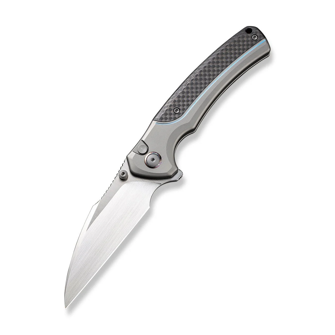 WEKNIFE Ziffius Flipper & Thumb Stud & Button Lock Knife Titanium & Carbon Fiber Handle (3.7" CPM 20CV Blade) WE22024A-2 - Image 3