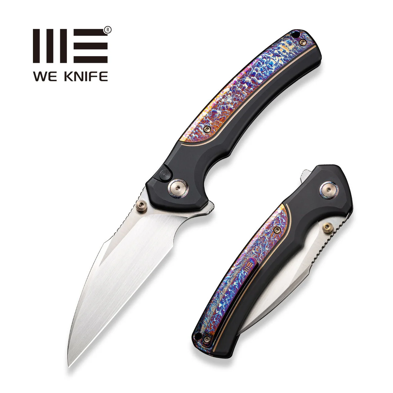 WEKNIFE Ziffius Flipper & Thumb Stud & Button Lock Knife Titanium Handle (3.7" CPM 20CV Blade) WE22024D-2