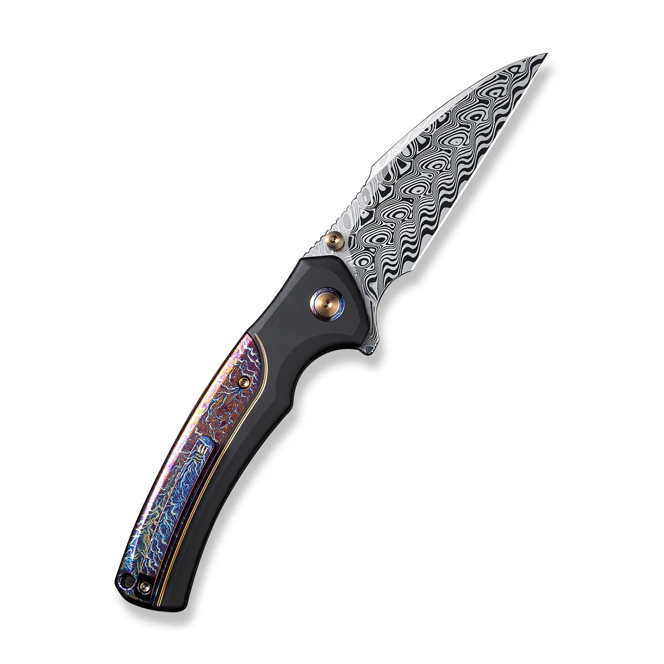 WEKNIFE Ziffius Flipper & Thumb Stud & Button Lock Knife Titanium Handle (3.7" Damasteel Blade) WE22024D-DS1 - Image 2