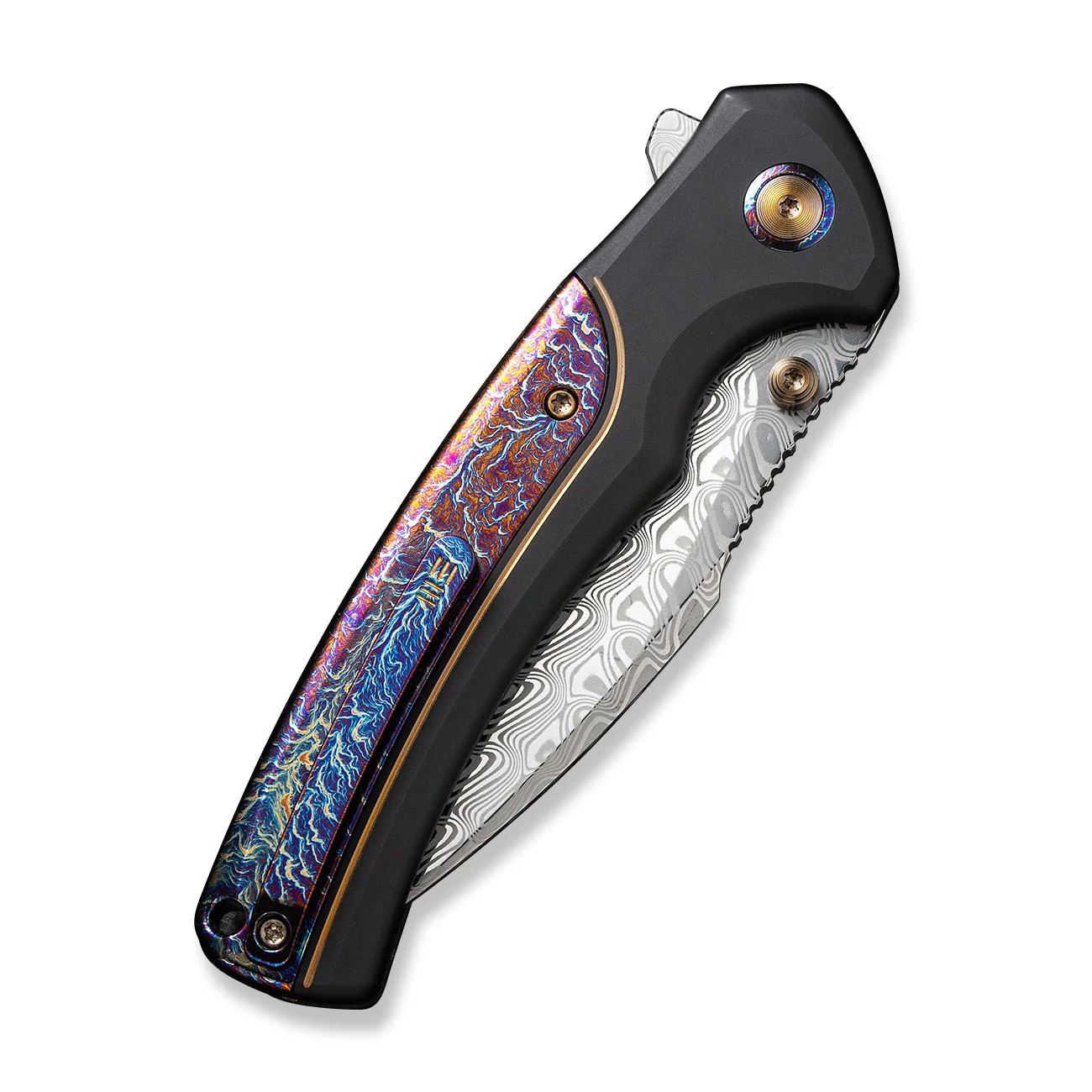 WEKNIFE Ziffius Flipper & Thumb Stud & Button Lock Knife Titanium Handle (3.7" Damasteel Blade) WE22024D-DS1 - Image 7