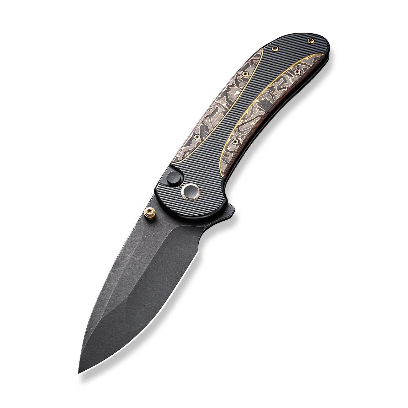 WEKNIFE Zizzit Flipper & Thumb Stud & Button Lock Knife Titanium & Carbon Fiber Handle (3.8" CPM 20CV Blade) WE23031-1 - Image 3