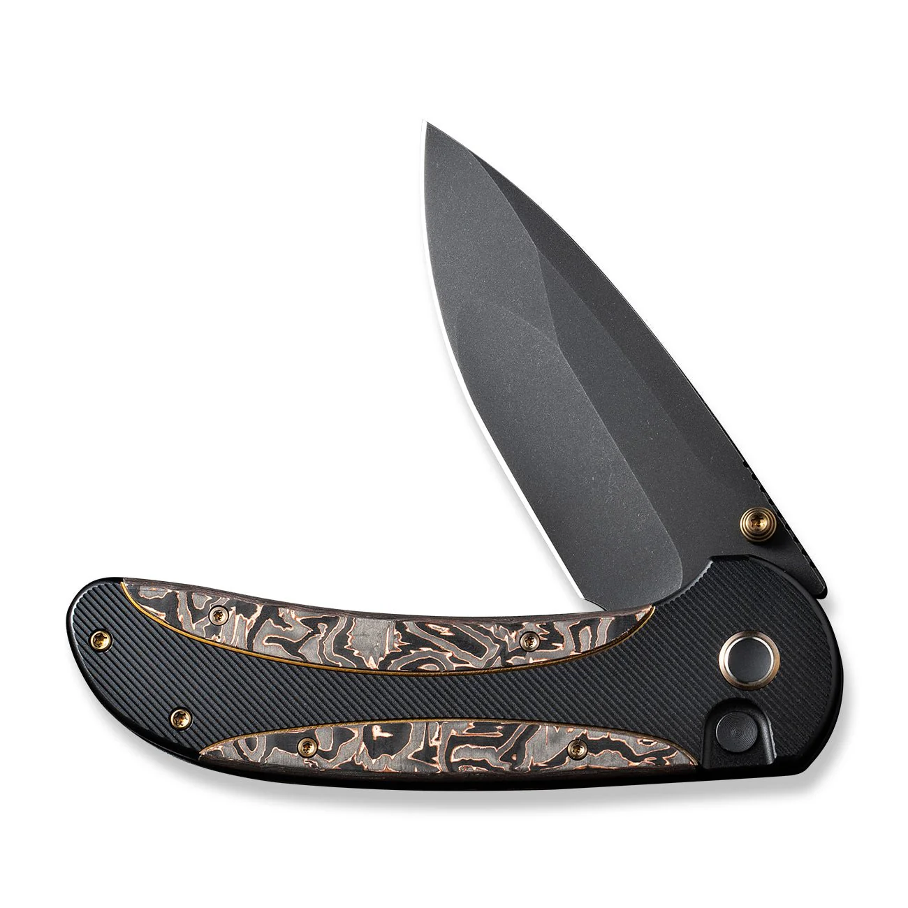 WEKNIFE Zizzit Flipper & Thumb Stud & Button Lock Knife Titanium & Carbon Fiber Handle (3.8" CPM 20CV Blade) WE23031-1 - Image 5