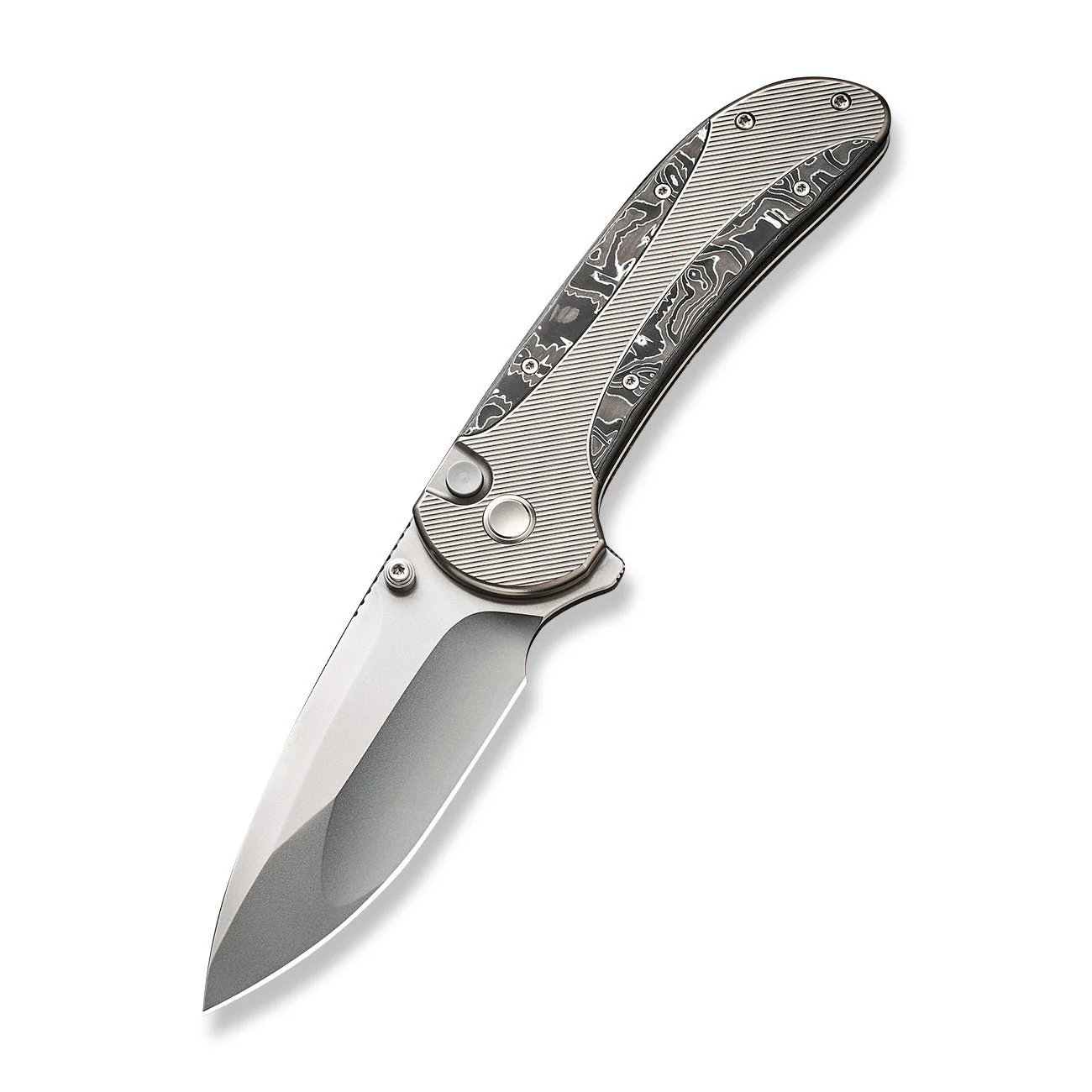 WEKNIFE Zizzit Flipper & Thumb Stud & Button Lock Knife Titanium & Carbon Fiber Handle (3.8" CPM 20CV Blade) WE23031-2 - Image 3