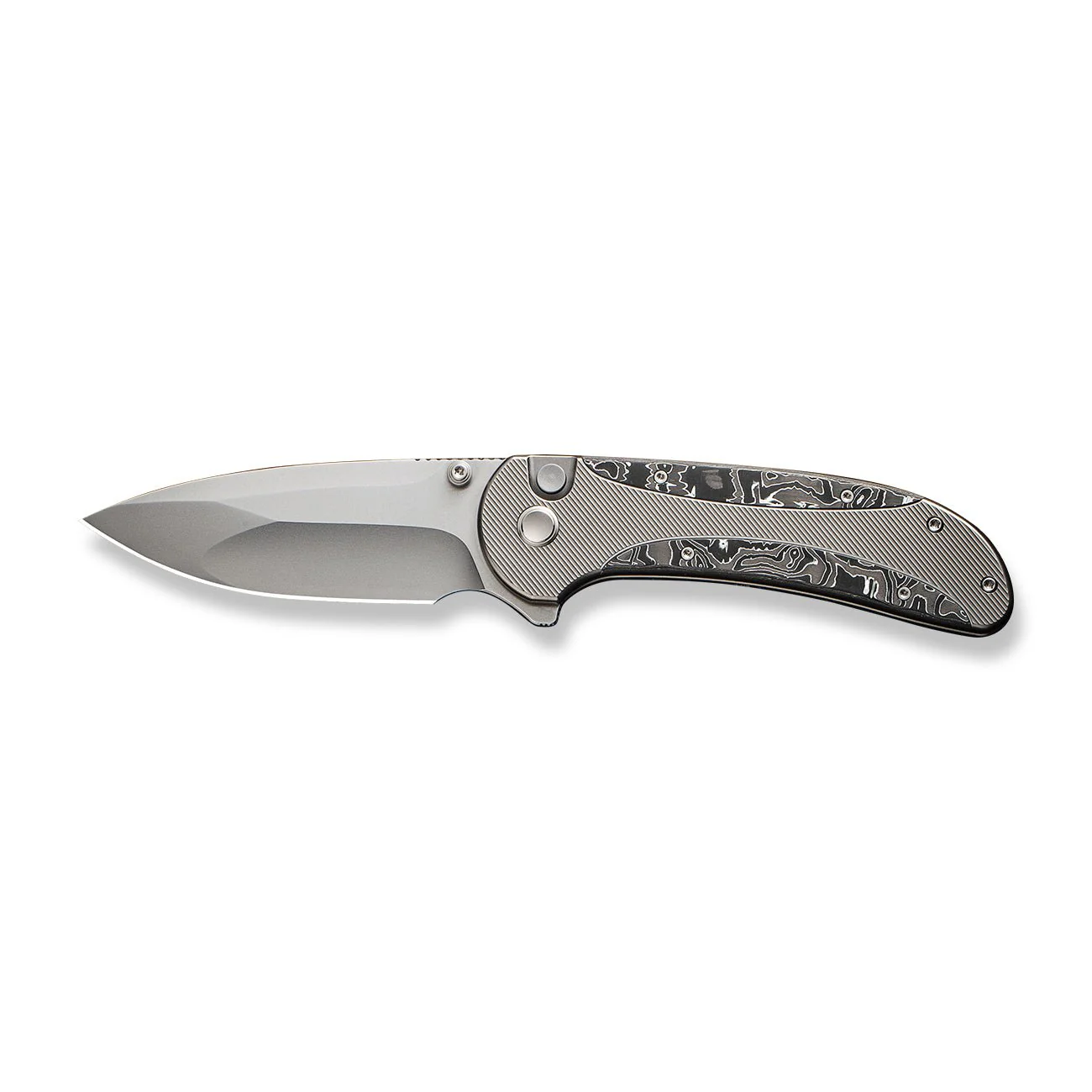 WEKNIFE Zizzit Flipper & Thumb Stud & Button Lock Knife Titanium & Carbon Fiber Handle (3.8" CPM 20CV Blade) WE23031-2 - Image 4
