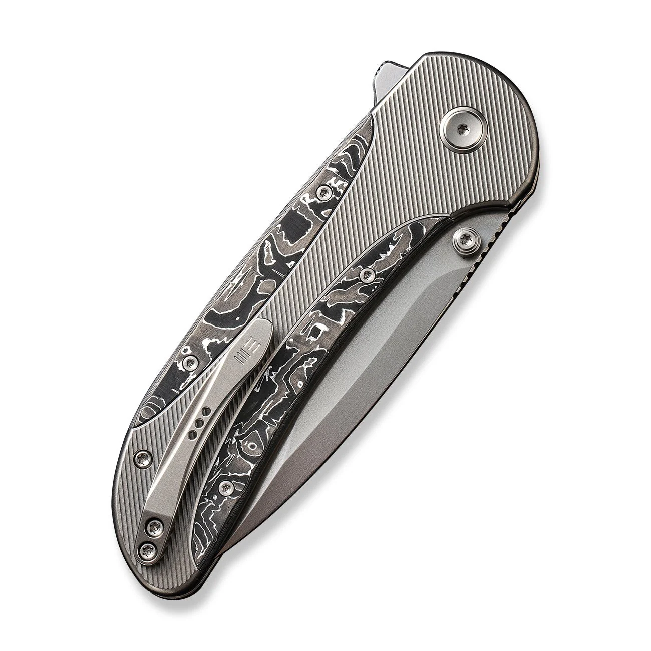 WEKNIFE Zizzit Flipper & Thumb Stud & Button Lock Knife Titanium & Carbon Fiber Handle (3.8" CPM 20CV Blade) WE23031-2 - Image 7