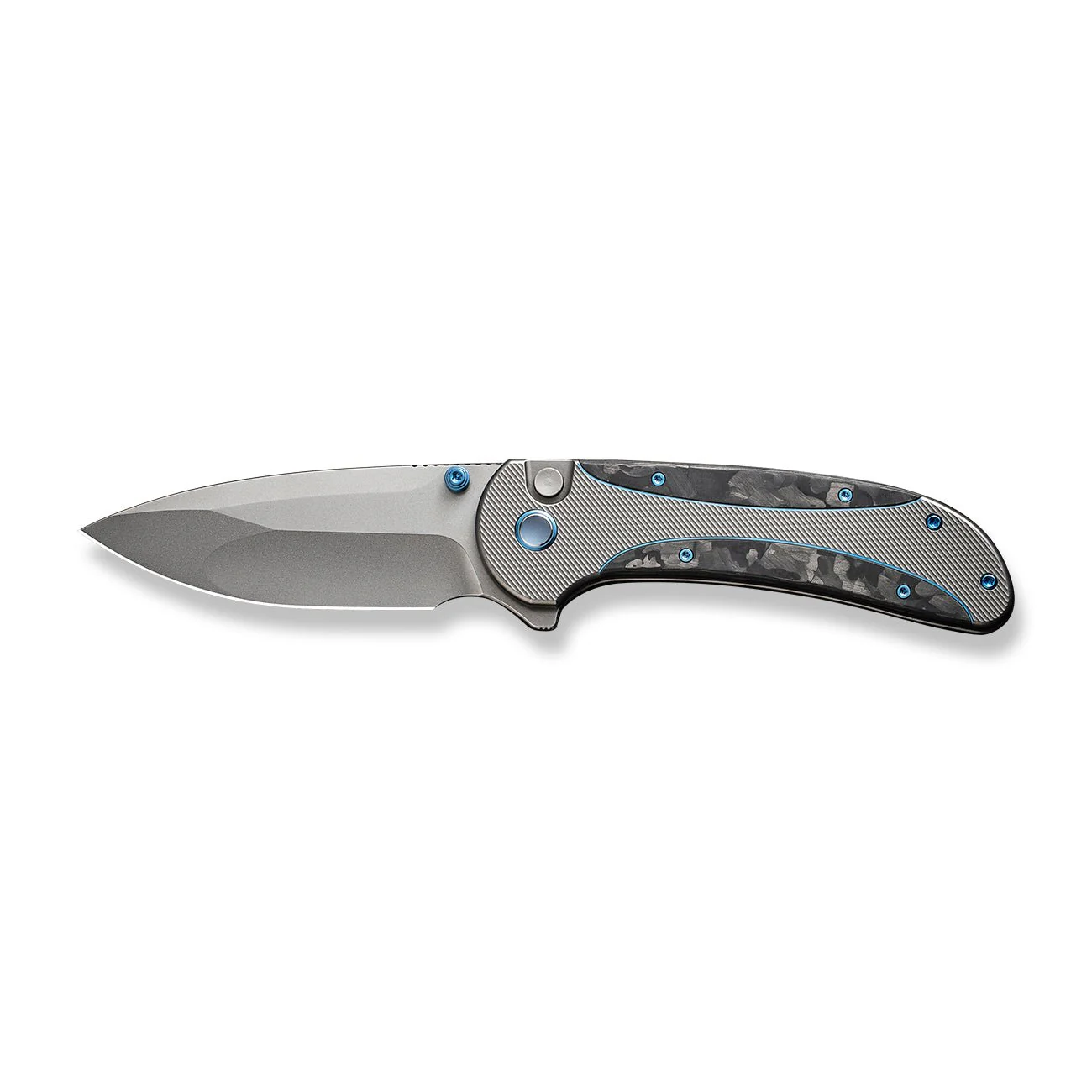WEKNIFE Zizzit Flipper & Thumb Stud & Button Lock Knife Titanium & Carbon Fiber Handle (3.8" CPM 20CV Blade) WE23031-3 - Image 4