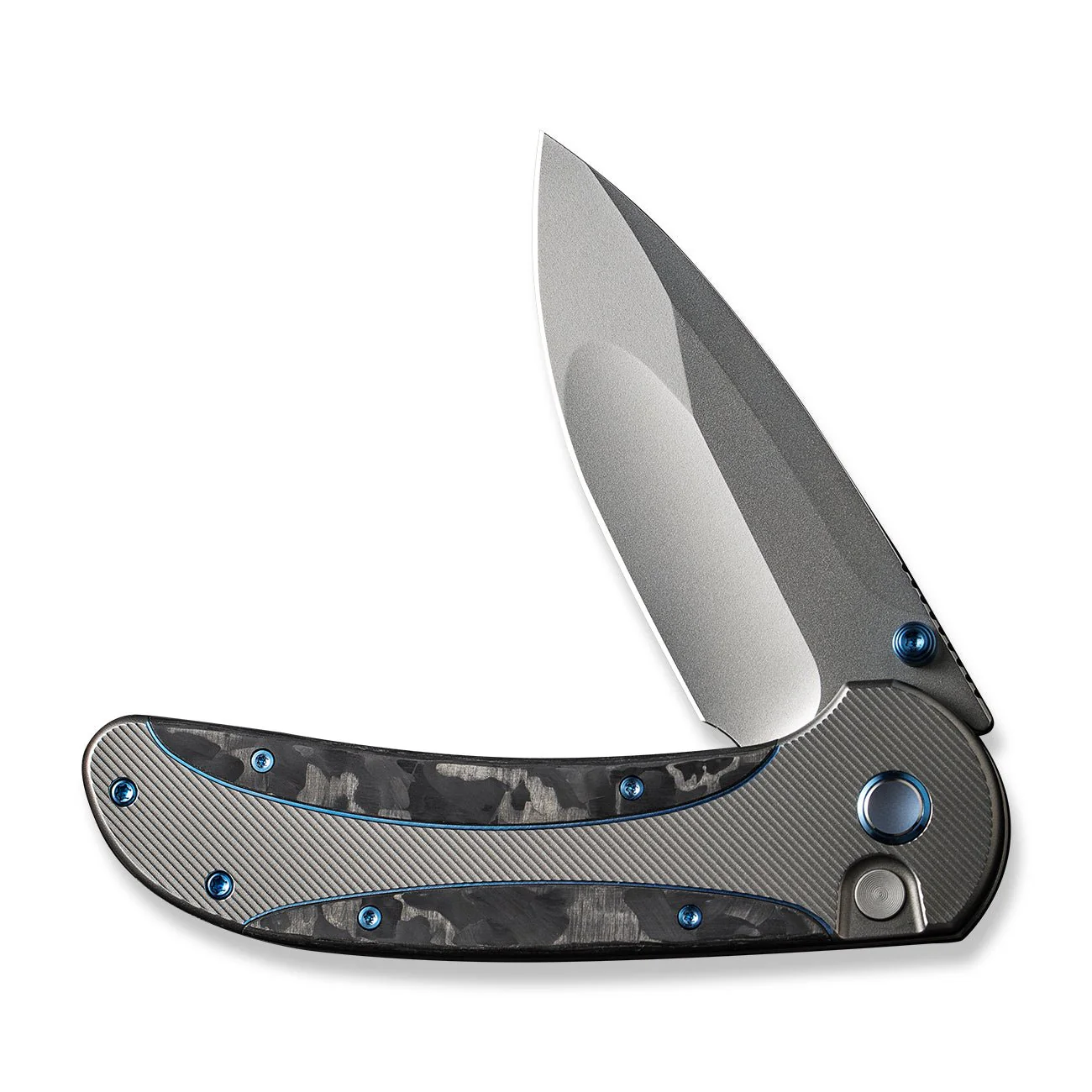 WEKNIFE Zizzit Flipper & Thumb Stud & Button Lock Knife Titanium & Carbon Fiber Handle (3.8" CPM 20CV Blade) WE23031-3 - Image 5