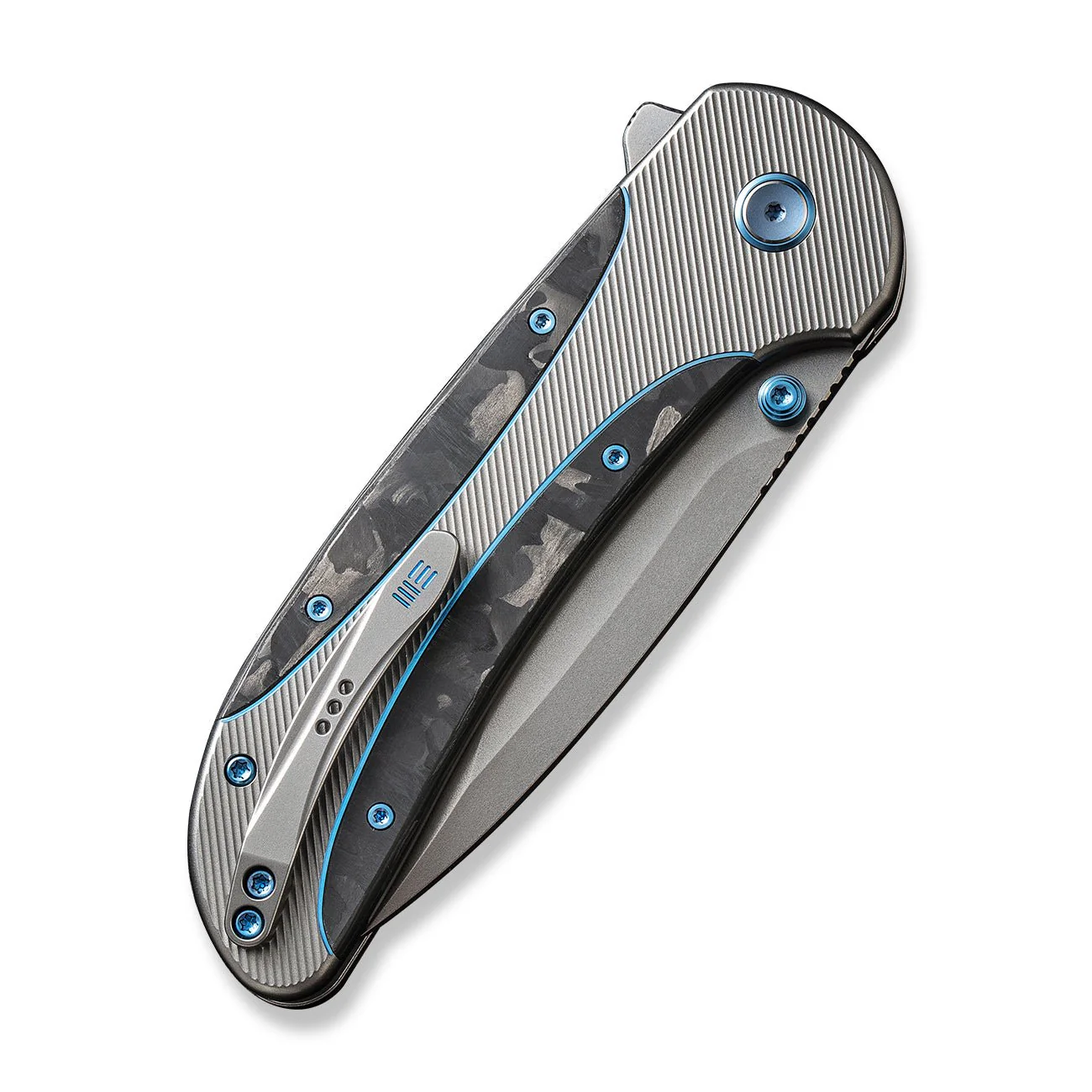 WEKNIFE Zizzit Flipper & Thumb Stud & Button Lock Knife Titanium & Carbon Fiber Handle (3.8" CPM 20CV Blade) WE23031-3 - Image 7