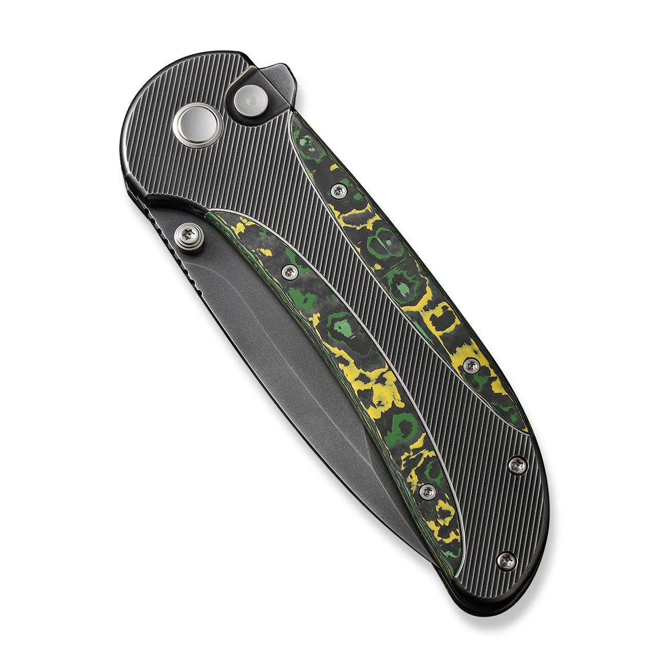 WEKNIFE Zizzit Flipper & Thumb Stud & Button Lock Knife Titanium & FatCarbon Fiber Handle (3.8" CPM 20CV Blade) WE23031-4 - Image 6