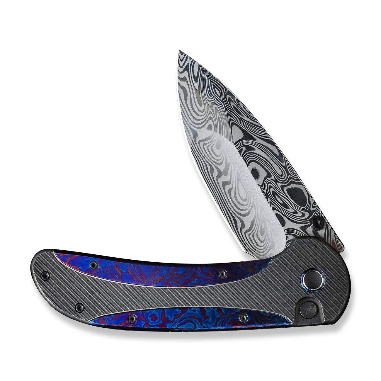 WEKNIFE Zizzit Flipper & Thumb Stud & Button Lock Knife Titanium Handle (3.8" Damasteel Blade) WE23031-DS1 - Image 5